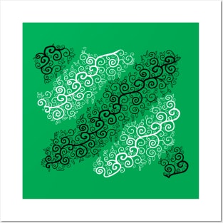 St Patrick's Day Irish Black and White Vine Pattern Posters and Art